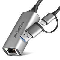 Adaptador AXAGON ADE-TXCA Gigabit Ethernet 10/100/1000 - USB 3.1 Tipo C + USB-A