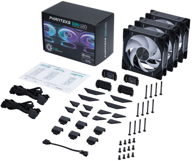 Ventilador Phanteks D30 PWM D-RGB Negro Pack 3 - 120mm image number 6