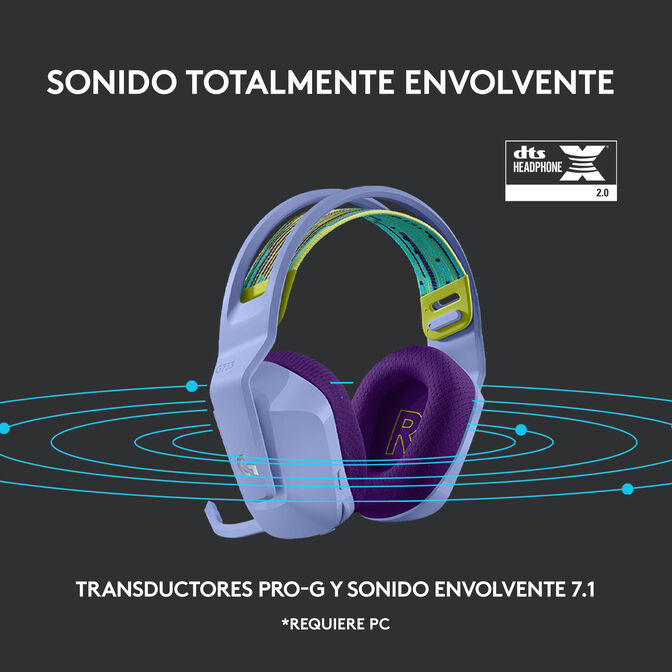 Auriculares Logitech G733 RGB Lightspeed Wireless Lila image number 9