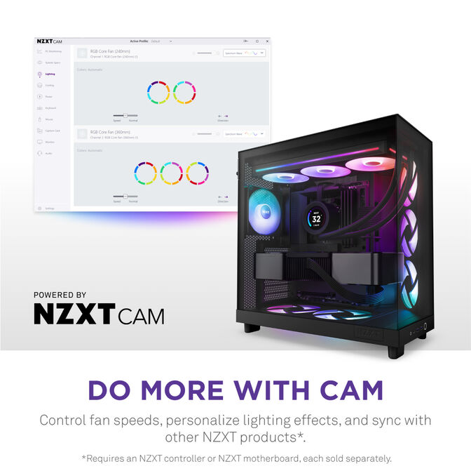 Ventilador NZXT F360 RGB Core Single-Frame Negras - Triplo Ventilador 120mm ( 360mm ) image number 7