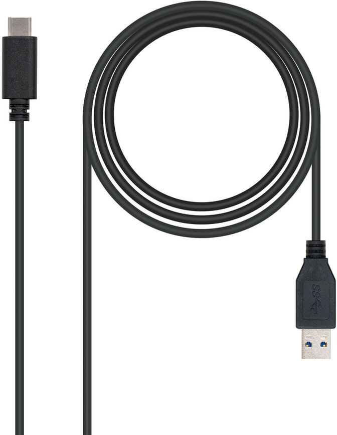 Cable USB 3.1 GEN2 10Gbps 3A Nanocable USB-C/M para USB-A/M 1 M Negro image number 0