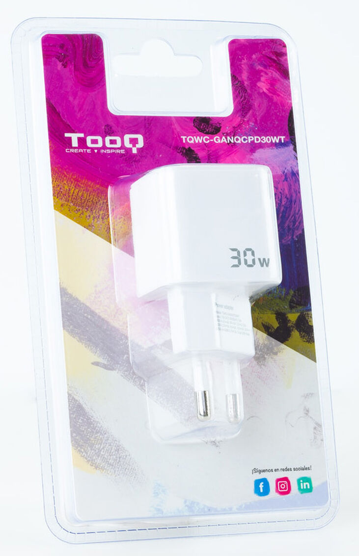 Cargador GaN Tooq USB-C/PD 30W + USB-A/QC 30W image number 2