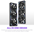 Ventilador NZXT F360x Perfomance RGB 120mm - Single-Frame Negras - Triplo Ventilador 120mm (360mm) image number null