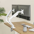 Soporte de Mesa Tooq Doble Tilt e GiRat&oacute;nrio c/mola 17" a 32" Max. 9Kg Blanco image number null