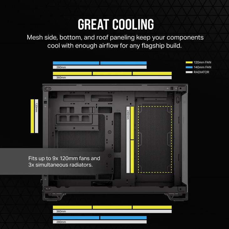 Torre Micro-ATX Corsair 2500X Negro Cristal Templado image number 4