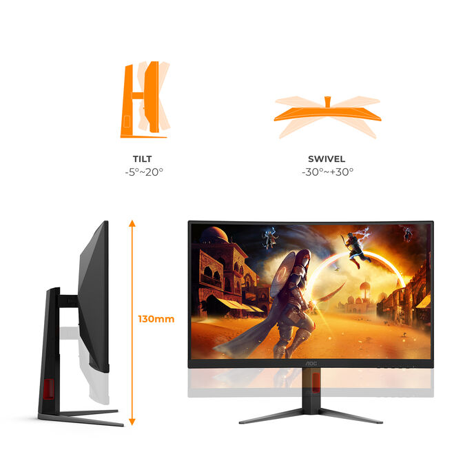 Monitor Curvo AOC Gaming 27" CQ27G4Z2 Fast VA QHD 260Hz image number 2