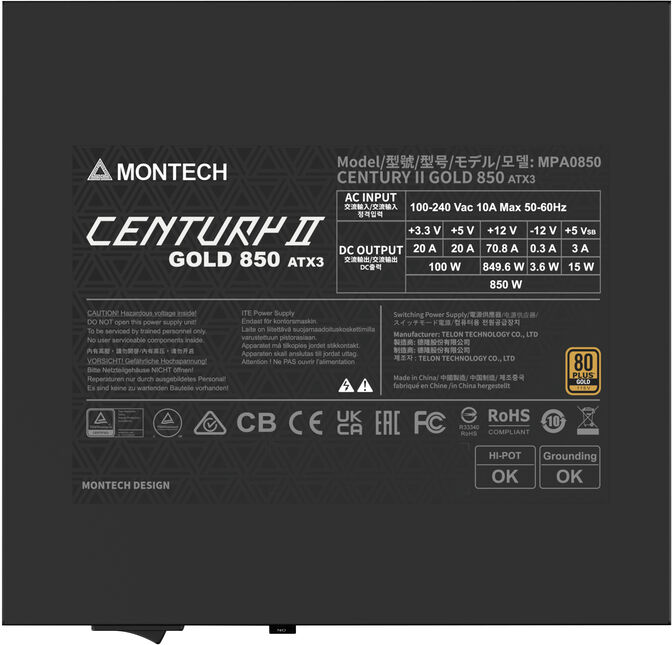 Fuente Modular Montech Century II 850W 80 Plus Gold ATX 3.1 image number 5