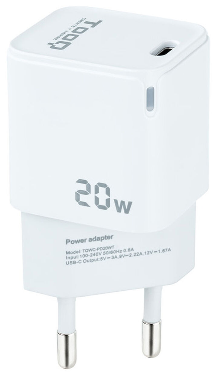 Cargador Tooq USB-C PD 20W Blanco image number 0