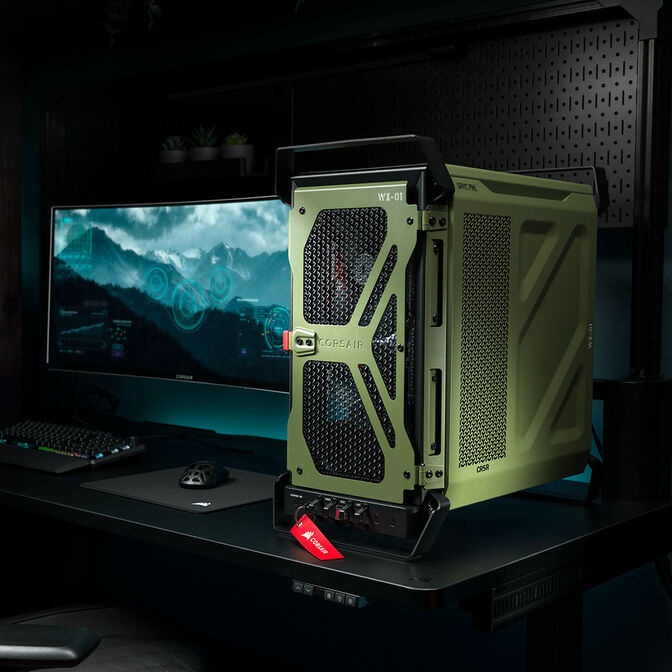 Torre E-ATX Corsair WARTHOG Perfomance Mil Green Cristal Templado image number 21