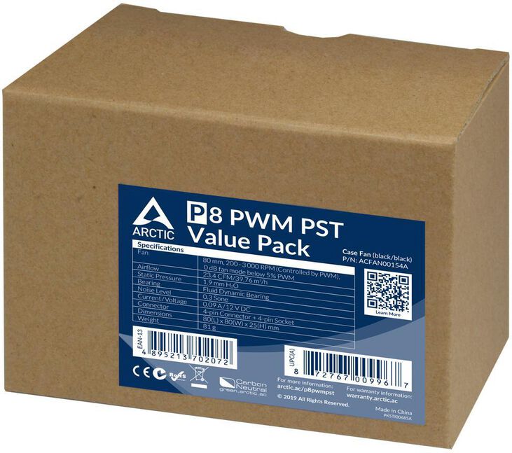 Ventilador Arctic P8 PWM PST 80mm (Pack 5) - Negro image number 5