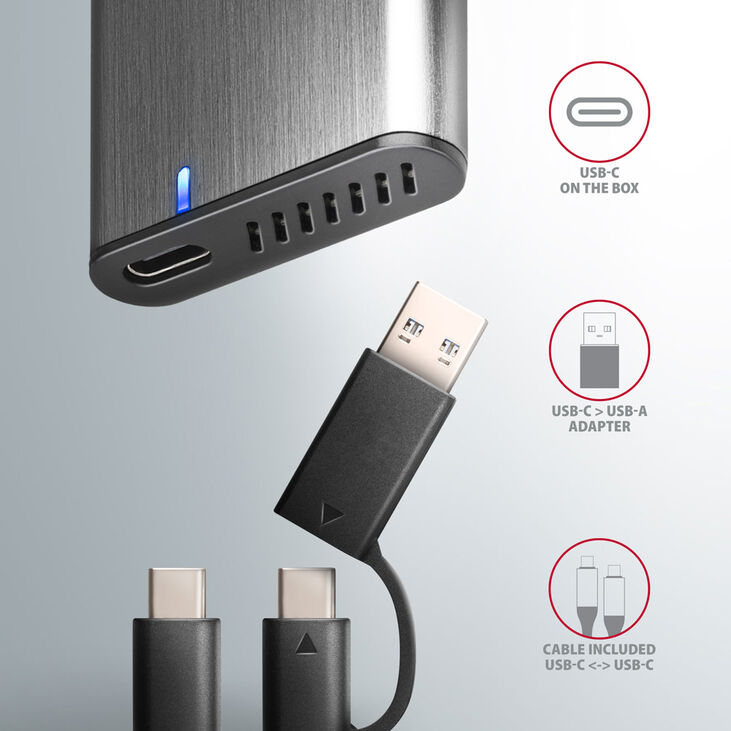 Caja Externa AXAGON EEM2-SG2 RAW BOX para SSDs M.2 USB-C 3.2 Gen 2 Silver image number 5