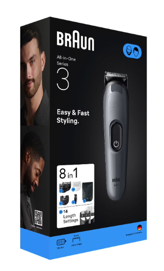 Recortadora de Barba Braun Series 3 All-In-One Style Kit AIO3540 Gris 8-en-1 image number 1