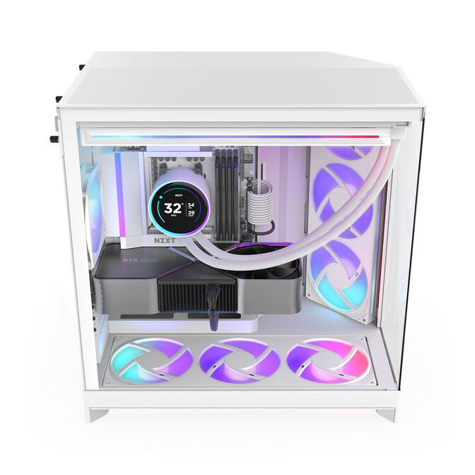 Caixa E-ATX NZXT H9 Flow RGB Blanca (2025) Cristal Templado image number 4