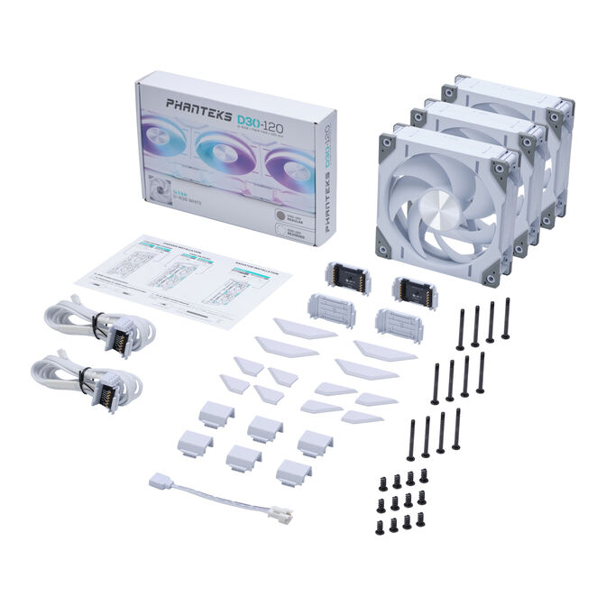 Ventilador Phanteks D30 PWM D-RGB Blanco Pack 3 - 120mm image number 7