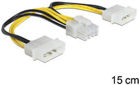 Cable de Alimentaci&oacute;n 2x 4pin Molex para 8pin EPS Macho 15cm