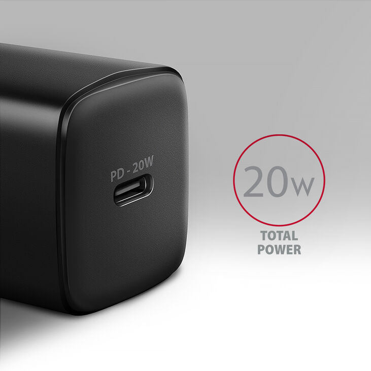 Carregado de pared AXAGON ACU-PD20, 1 puerta (USB-C), PD3.0/PPS/QC4+/AFC/Apple, 20 W, Negro image number 1