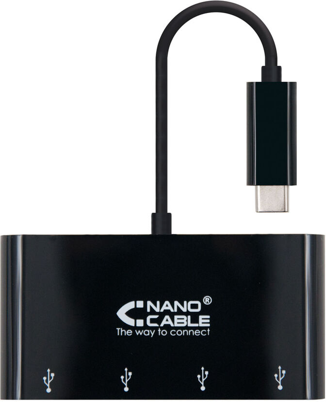 Hub USB-C NanoCable 4x USB 3.0 Type A 10 CM Negro image number 0
