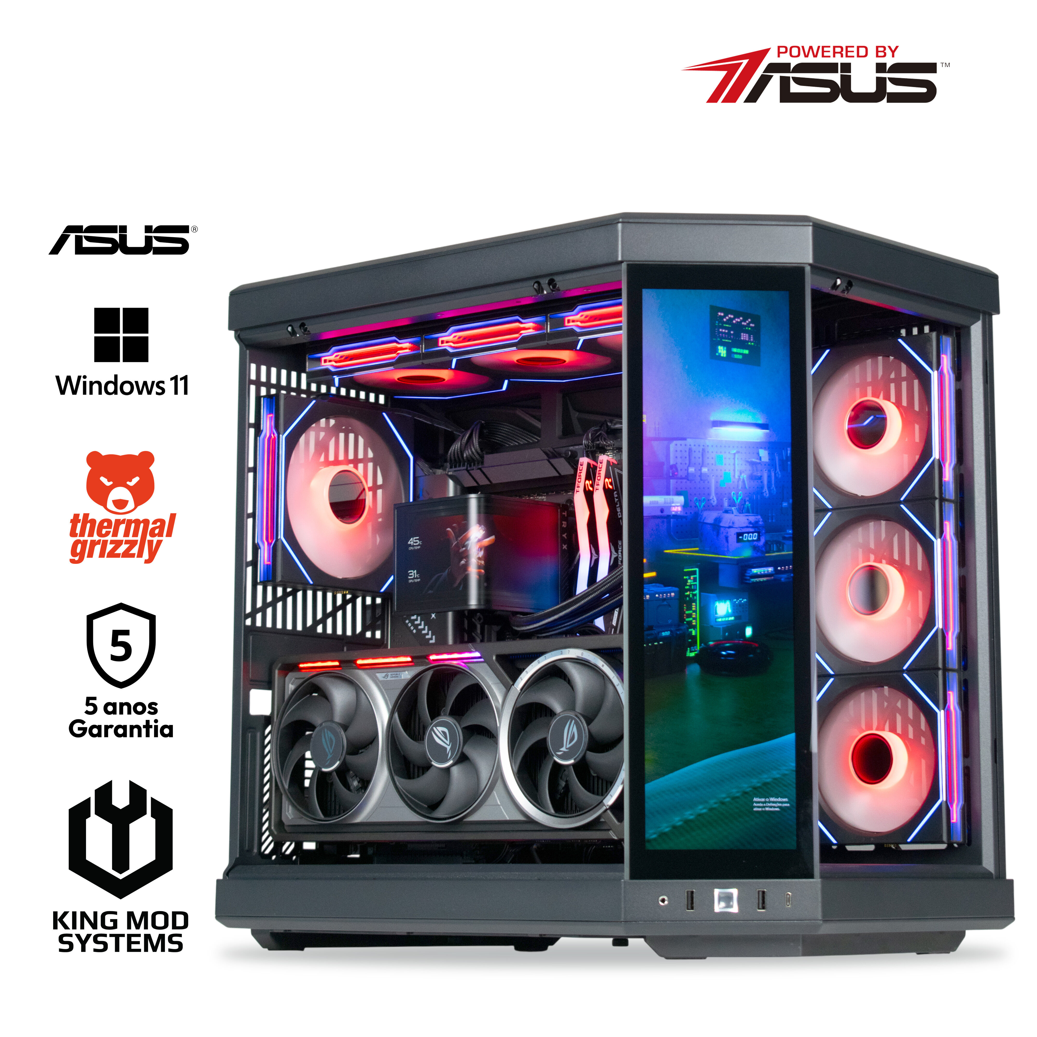 Ordenador King Mod Gamer-PC Powered by ASUS HYTE Ryzen 7 9850X3D 64GB DDR5 2TB RTX 5090 WiFi W11