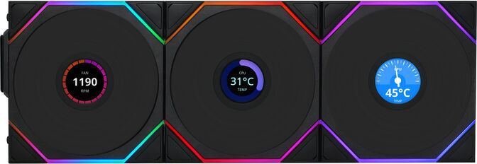 Ventilador Lian Li UNI FAN TL120 LCD Wireless RGB PWM Negro 120mm (Pack 3) image number 0