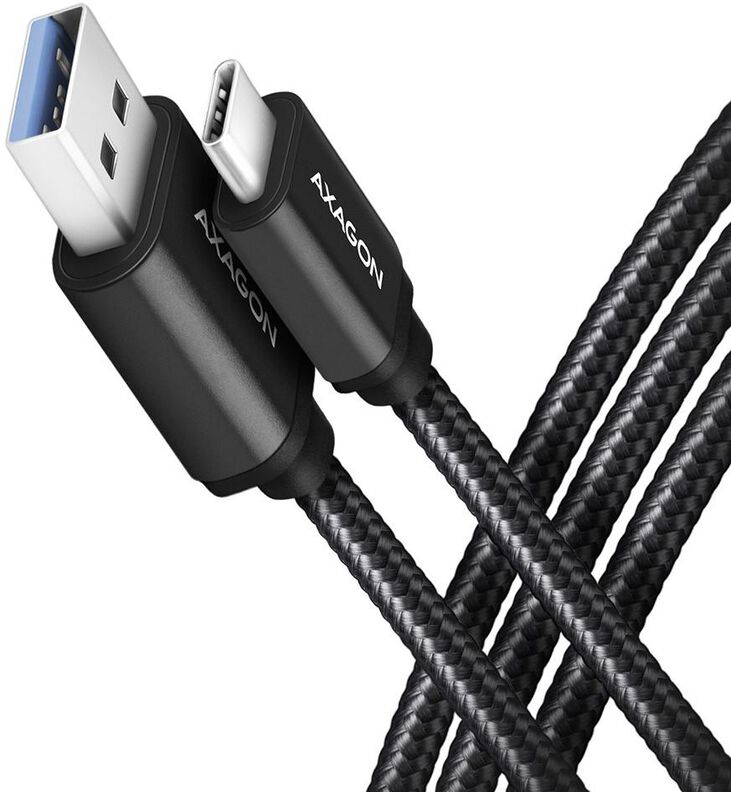Cabo de carregamento AXAGON BUCM3-AM10AB USB-C  <-> USB-A, 1m, USB 3.2 Gen 1, 3A, ALU, braid, Negro image number 0