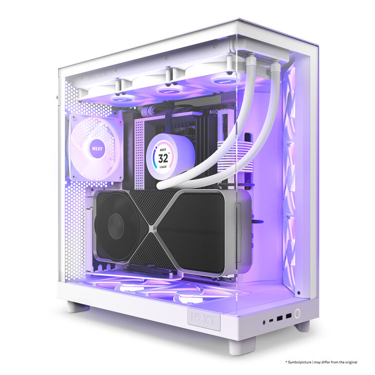 Torre ATX NZXT H6 Flow RGB Blanca Cristal Templado image number 15
