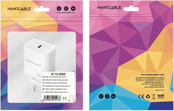 Cargador Nanocable USB-C/PD 30W Blanco image number 2