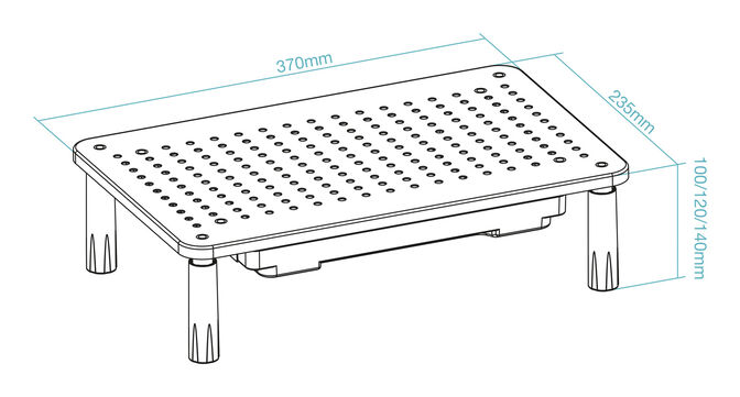 Soporte Elevador Multiusos con Caj&oacute;n Tooq Max. 20Kg Negro image number 6