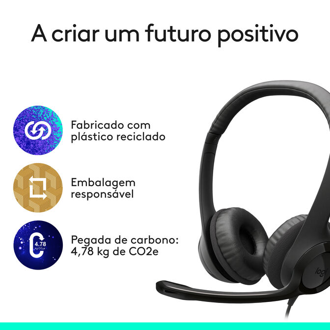 Headset Logitech H390 USB-C Preto image number 9