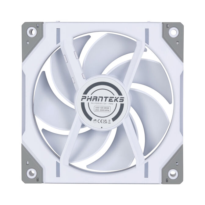 Ventilador Phanteks D30 PWM D-RGB Blanco Pack 3 - 120mm image number 3