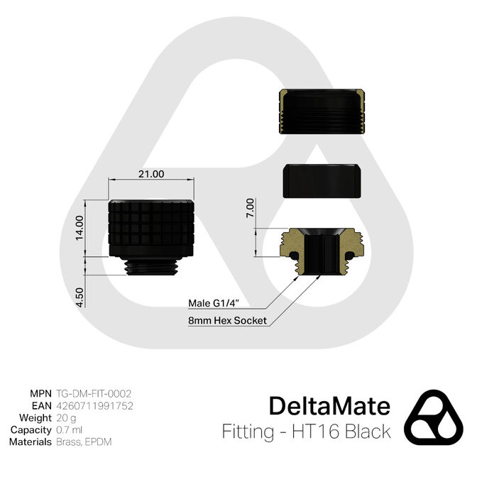 Thermal Grizzly DeltaMate Fitting - HT16 Negro image number 2