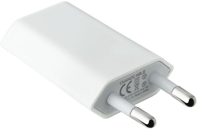 Mini Cargador NanoCable USB 5V/1A Blanco image number 1