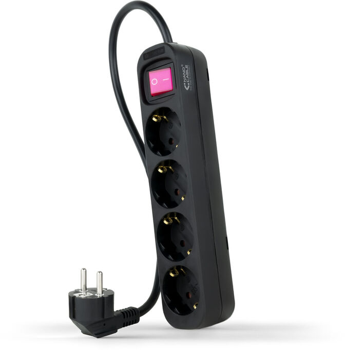 Regleta NanoCable 4 Tomas com switch 1.4 M Negro image number 0