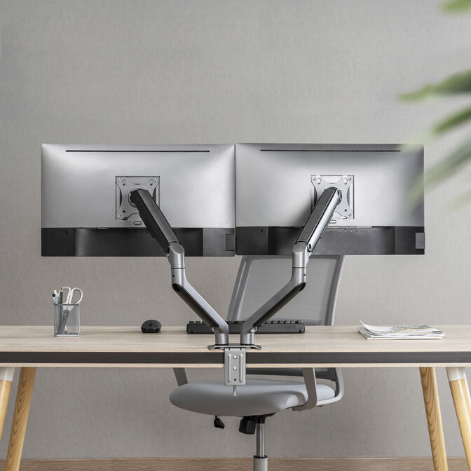 Soporte de Mesa Tooq Doble Tilt e GiRat&oacute;nrio c/mola 17" a 32" Max. 9Kg Gris/Negro image number 10