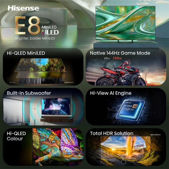 Televisor Hisense 50E8S 50" Mini LED QLED UltraHD 4K VIDAA image number 2