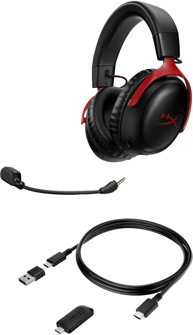 Auriculares HyperX Cloud III Wireless Negro/Rojo image number 2