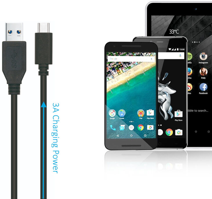 Cable USB 3.2 Gen1 5Gbps 3A, USB-C/M-A/M, Negro, AWG24, 1.8 M image number 1