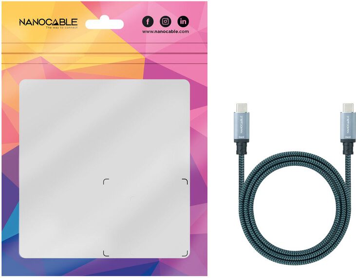 Cable USB 3.2 Gen2x2 Nanocable 20Gbps 5A/100W 4K/60HZ USB-C M/M 3 M Gris/Negro image number 3