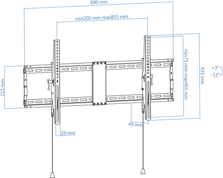 Soporte de Pared Tooq Tilt 43" a 90" 49mm Max. 70kg Negro image number 5