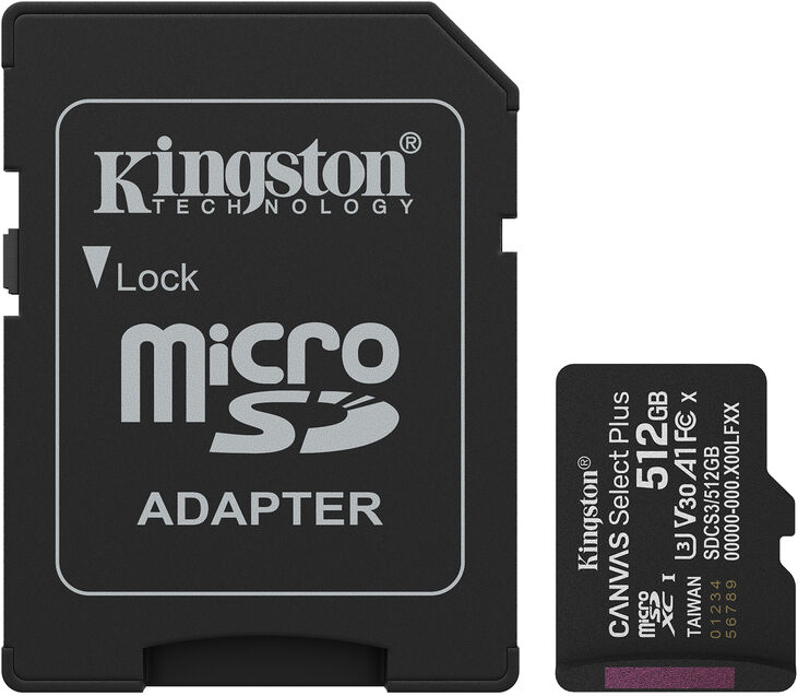Tarjeta de Memoria Kingston Canvas Select Plus Gen3 150MB/s MicroSDHC UHS-I A1 512GB image number 0