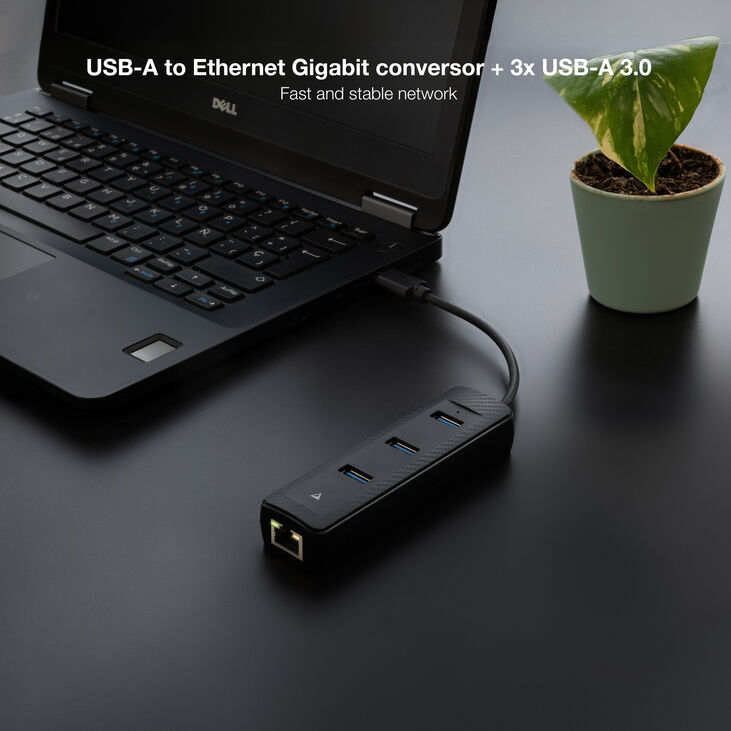 Hub Convertidor USB3.0 a Ethernet 3xUSB3.0 USB-A/M-RJ45/ image number 2