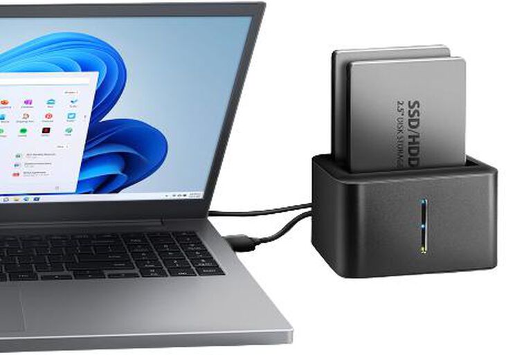 Mini Dual Dock AXAGON ADSA-D25 USB 3.2 Gen 1 - 2x SATA 6G 2.5" SSD/HDD image number 3
