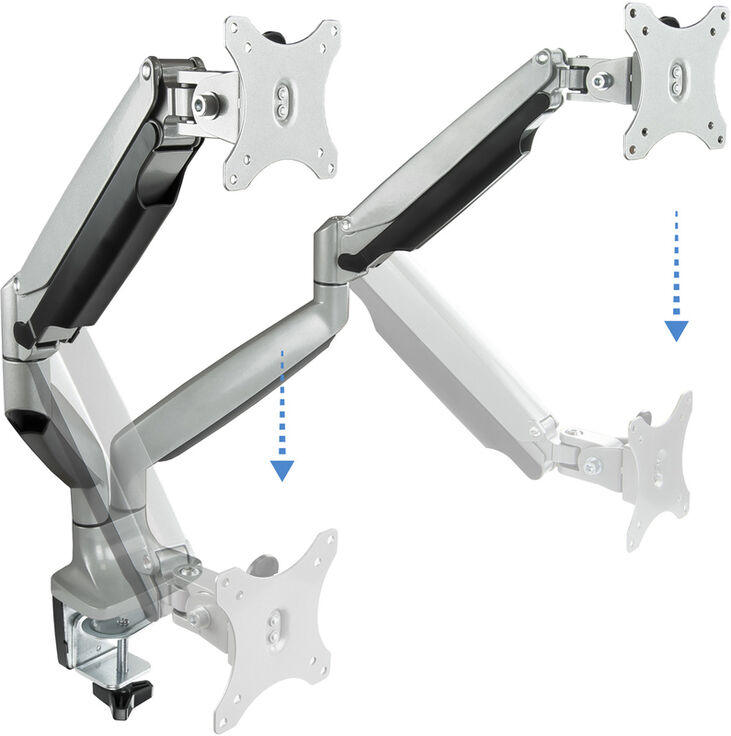 Soporte de Mesa Tooq Doble Tilt e GiRatónrio 13" a 32" Max. 9kg/Monitor Gris image number 3