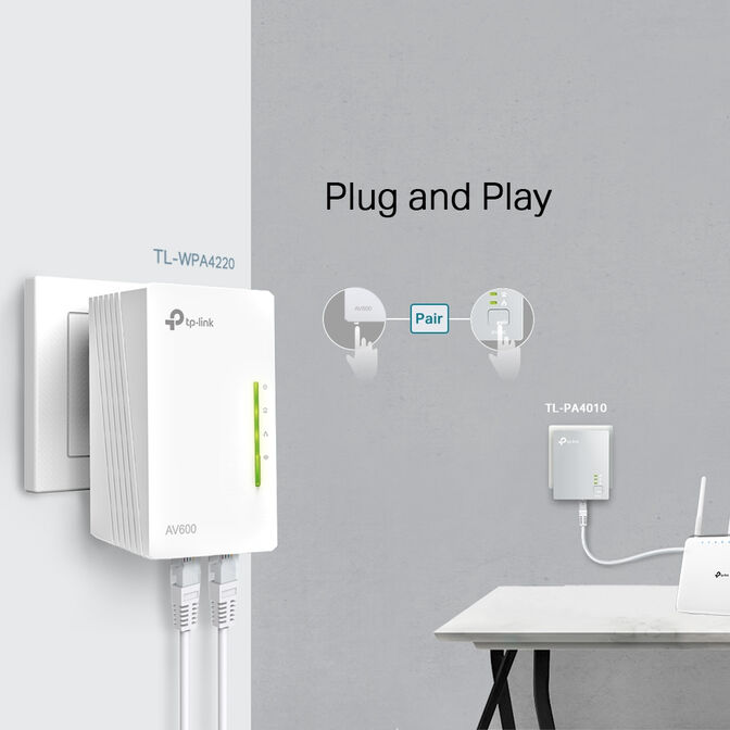 Powerline TP-Link TL-WPA4220 TKIT AV600 Homeplug AV Ethernet Wi-Fi 300Mbps image number 3