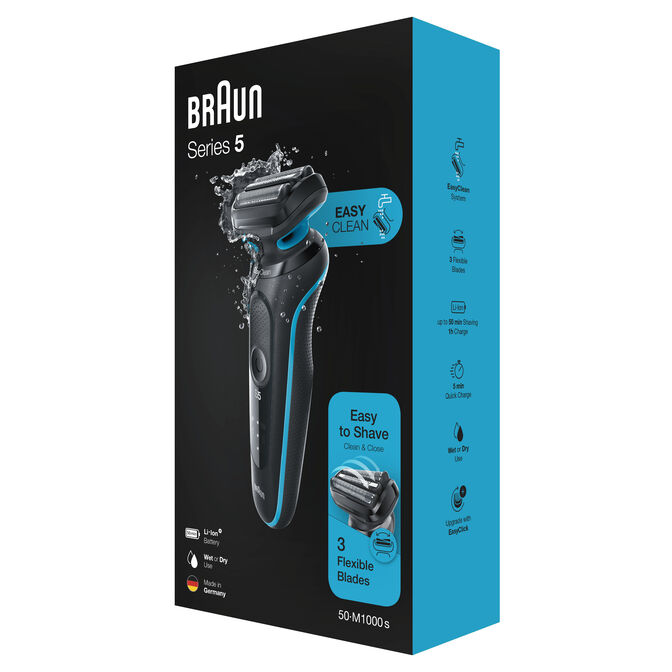 Afeitadora Braun Series 5 50-M1000s Negro/Azul image number 5