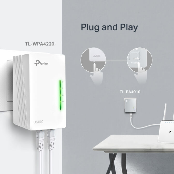 Powerline TP-Link TL-WPA4221 KIT AV600 Homeplug AV Fast Ethernet Wi-Fi 300Mbps image number 5