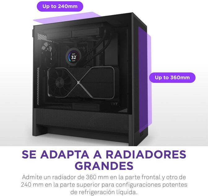 Torre  ATX NZXT H5 Flow Compact Negra image number 7