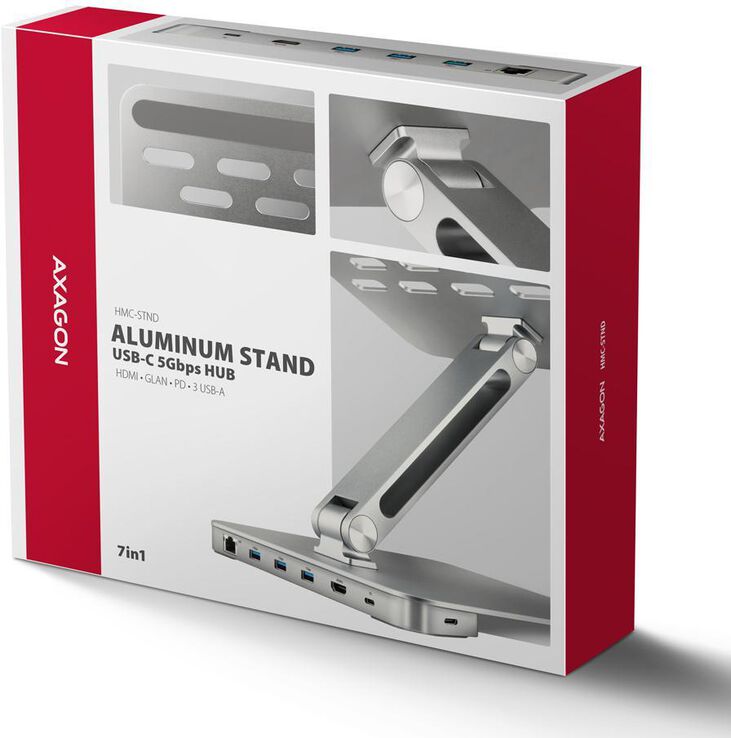 Soporte para portáteis 10" - 16" AXAGON HMC-STND c/ HUB 5Gbps, 3x USB-A, HDMI 4K/60Hz, GLAN, PD 100W, USB-C input image number 21