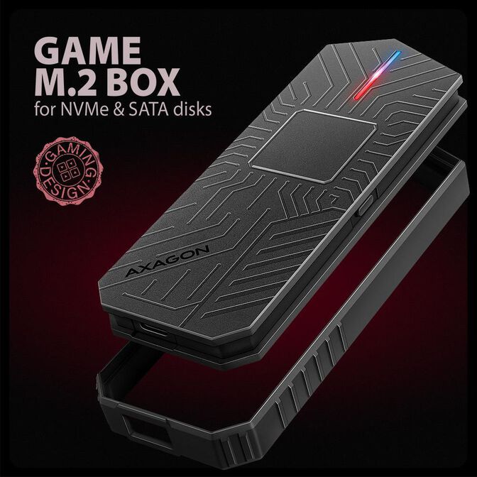 Caja SSD AXAGON EEM2-GAM USB-C 3.2 Gen 2 10Gbps - M.2 NVMe/SATA SSD GAME 30-80mm ALU box image number 3