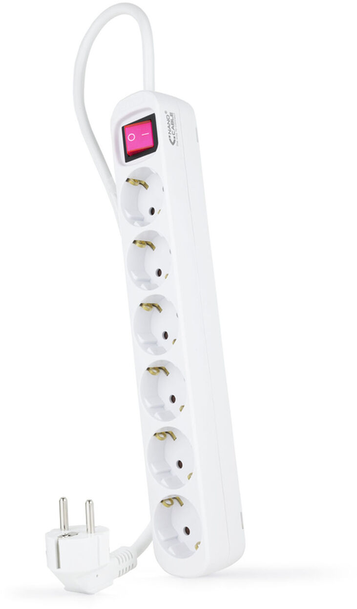 Regleta NanoCable 6 Tomas com switch 1.4 M Blanco image number 0