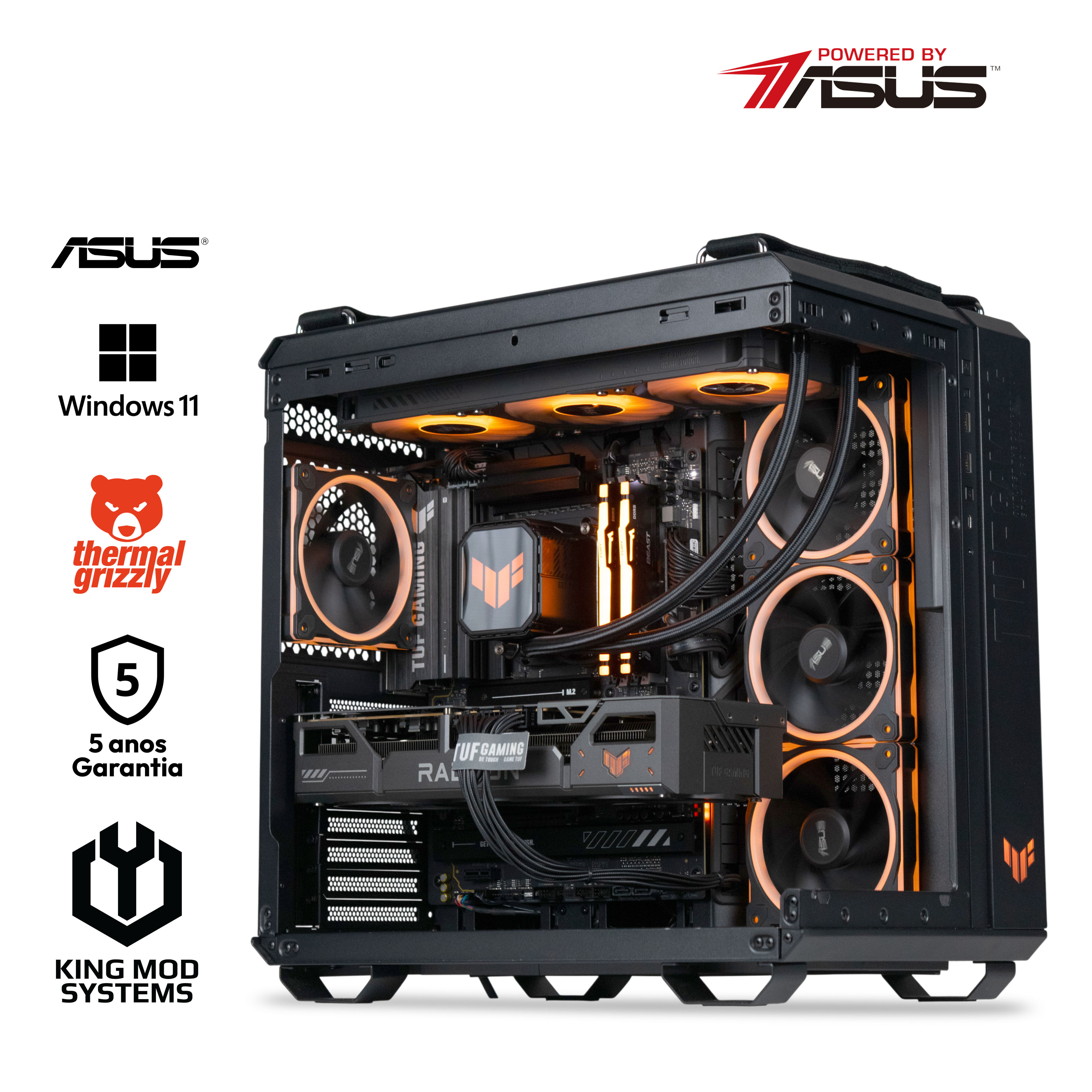Ordenador King Mod Gamer-PC Powered by ASUS TUF Edition Ryzen 7 9850X3D 32GB DDR5 2TB RX 9070 XT WiFi W11